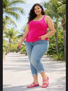 Torrid Pink Lucite Sandals 9WW Wide Width Double Strap Slide Flats Summer Resort